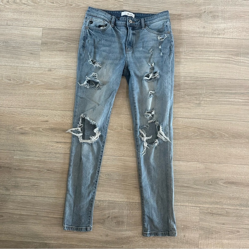 KanCan Blue Skinny Jeans with Distressed Detailing
